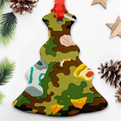 Urban Camo Green Brown Grey Pizza Strom Ornament (christmas Tree)  by Mariart