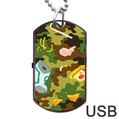 Urban Camo Green Brown Grey Pizza Strom Dog Tag Usb Flash (one Side) by Mariart