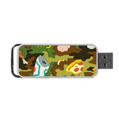 Urban Camo Green Brown Grey Pizza Strom Portable Usb Flash (one Side) by Mariart