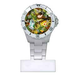 Urban Camo Green Brown Grey Pizza Strom Plastic Nurses Watch by Mariart