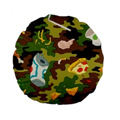 Urban Camo Green Brown Grey Pizza Strom Standard 15  Premium Flano Round Cushions by Mariart