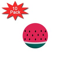 Watermelon Red Green White Black Fruit 1  Mini Buttons (10 Pack)  by Mariart