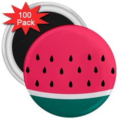 Watermelon Red Green White Black Fruit 3  Magnets (100 Pack)