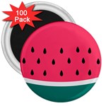 Watermelon Red Green White Black Fruit 3  Magnets (100 pack) Front