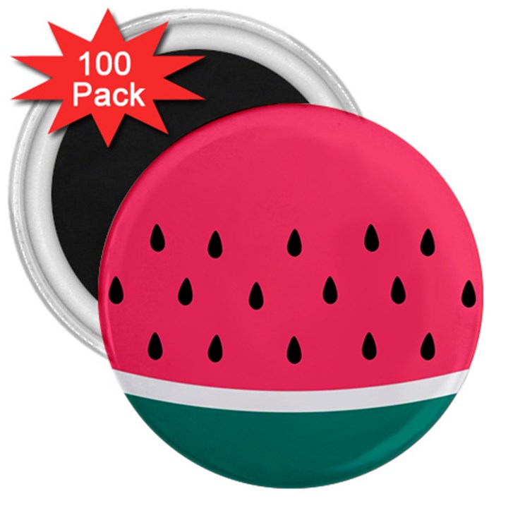 Watermelon Red Green White Black Fruit 3  Magnets (100 pack)