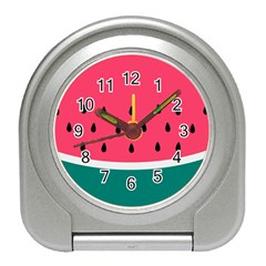 Watermelon Red Green White Black Fruit Travel Alarm Clocks by Mariart