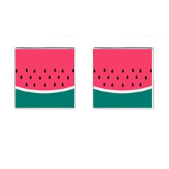 Watermelon Red Green White Black Fruit Cufflinks (square) by Mariart