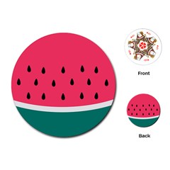 Watermelon Red Green White Black Fruit Playing Cards (round)  by Mariart