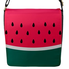 Watermelon Red Green White Black Fruit Flap Messenger Bag (s) by Mariart