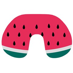 Watermelon Red Green White Black Fruit Travel Neck Pillows by Mariart