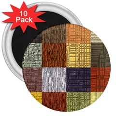 Blocky Filters Yellow Brown Purple Red Grey Color Rainbow 3  Magnets (10 Pack)  by Mariart