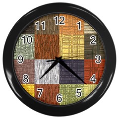 Blocky Filters Yellow Brown Purple Red Grey Color Rainbow Wall Clocks (black) by Mariart