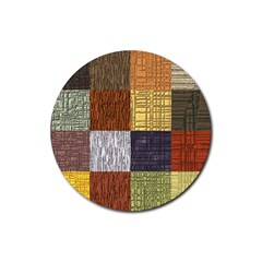 Blocky Filters Yellow Brown Purple Red Grey Color Rainbow Rubber Coaster (round)  by Mariart