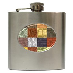 Blocky Filters Yellow Brown Purple Red Grey Color Rainbow Hip Flask (6 Oz)