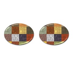 Blocky Filters Yellow Brown Purple Red Grey Color Rainbow Cufflinks (oval) by Mariart