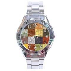 Blocky Filters Yellow Brown Purple Red Grey Color Rainbow Stainless Steel Analogue Watch by Mariart