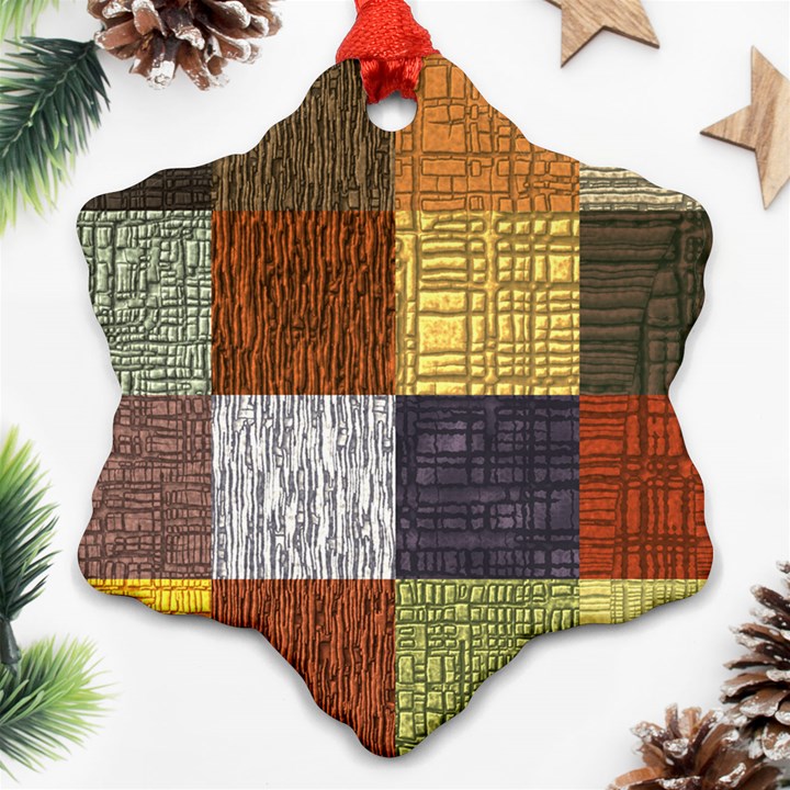 Blocky Filters Yellow Brown Purple Red Grey Color Rainbow Snowflake Ornament (Two Sides)