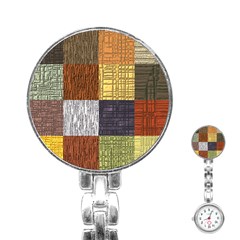 Blocky Filters Yellow Brown Purple Red Grey Color Rainbow Stainless Steel Nurses Watch by Mariart