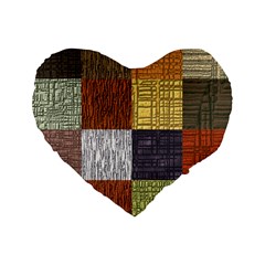 Blocky Filters Yellow Brown Purple Red Grey Color Rainbow Standard 16  Premium Flano Heart Shape Cushions by Mariart