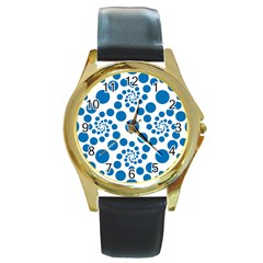 Pattern Round Gold Metal Watch by Valentinaart