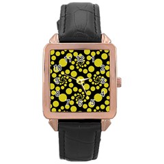 Pattern Rose Gold Leather Watch 