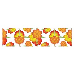 Colorful Stylized Floral Pattern Satin Scarf (oblong) by dflcprintsclothing