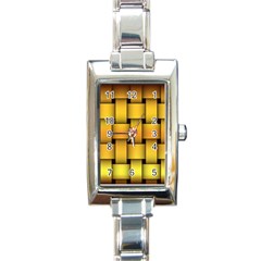 Rough Gold Weaving Pattern Rectangle Italian Charm Watch by Simbadda