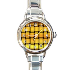 Rough Gold Weaving Pattern Round Italian Charm Watch by Simbadda