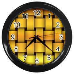 Rough Gold Weaving Pattern Wall Clocks (black) by Simbadda