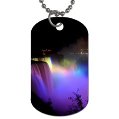 Niagara Falls Dancing Lights Colorful Lights Brighten Up The Night At Niagara Falls Dog Tag (one Side) by Simbadda