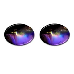 Niagara Falls Dancing Lights Colorful Lights Brighten Up The Night At Niagara Falls Cufflinks (oval) by Simbadda