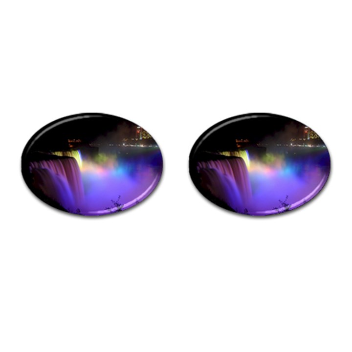 Niagara Falls Dancing Lights Colorful Lights Brighten Up The Night At Niagara Falls Cufflinks (Oval)