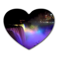 Niagara Falls Dancing Lights Colorful Lights Brighten Up The Night At Niagara Falls Heart Mousepads by Simbadda