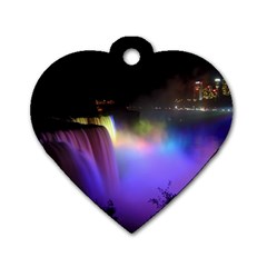 Niagara Falls Dancing Lights Colorful Lights Brighten Up The Night At Niagara Falls Dog Tag Heart (one Side) by Simbadda