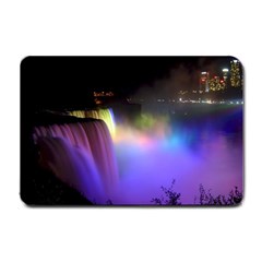 Niagara Falls Dancing Lights Colorful Lights Brighten Up The Night At Niagara Falls Small Doormat  by Simbadda