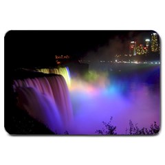 Niagara Falls Dancing Lights Colorful Lights Brighten Up The Night At Niagara Falls Large Doormat  by Simbadda