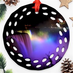 Niagara Falls Dancing Lights Colorful Lights Brighten Up The Night At Niagara Falls Round Filigree Ornament (two Sides) by Simbadda