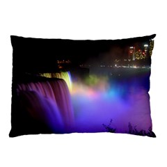 Niagara Falls Dancing Lights Colorful Lights Brighten Up The Night At Niagara Falls Pillow Case (two Sides) by Simbadda