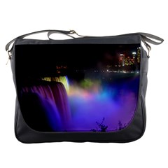 Niagara Falls Dancing Lights Colorful Lights Brighten Up The Night At Niagara Falls Messenger Bags by Simbadda