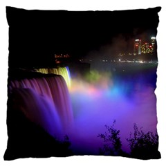 Niagara Falls Dancing Lights Colorful Lights Brighten Up The Night At Niagara Falls Large Cushion Case (one Side) by Simbadda