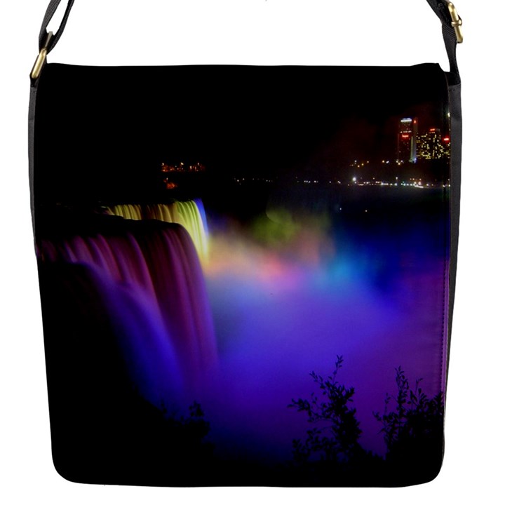 Niagara Falls Dancing Lights Colorful Lights Brighten Up The Night At Niagara Falls Flap Messenger Bag (S)