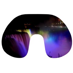 Niagara Falls Dancing Lights Colorful Lights Brighten Up The Night At Niagara Falls Travel Neck Pillows by Simbadda