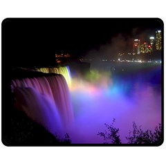 Niagara Falls Dancing Lights Colorful Lights Brighten Up The Night At Niagara Falls Double Sided Fleece Blanket (medium)  by Simbadda