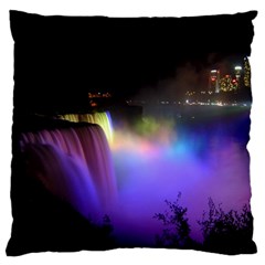 Niagara Falls Dancing Lights Colorful Lights Brighten Up The Night At Niagara Falls Large Flano Cushion Case (one Side) by Simbadda