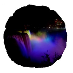 Niagara Falls Dancing Lights Colorful Lights Brighten Up The Night At Niagara Falls Large 18  Premium Flano Round Cushions by Simbadda