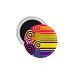 Retro Circles And Stripes Colorful 60s And 70s Style Circles And Stripes Background 1.75  Magnets Front