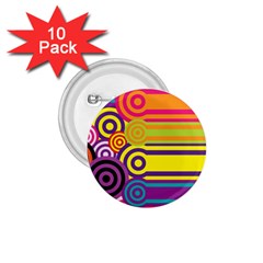 Retro Circles And Stripes Colorful 60s And 70s Style Circles And Stripes Background 1 75  Buttons (10 Pack) by Simbadda