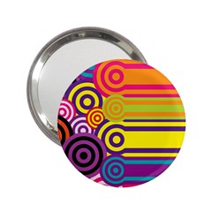 Retro Circles And Stripes Colorful 60s And 70s Style Circles And Stripes Background 2 25  Handbag Mirrors by Simbadda