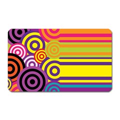 Retro Circles And Stripes Colorful 60s And 70s Style Circles And Stripes Background Magnet (rectangular) by Simbadda