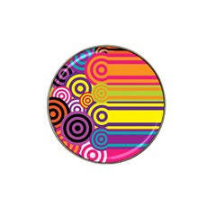 Retro Circles And Stripes Colorful 60s And 70s Style Circles And Stripes Background Hat Clip Ball Marker by Simbadda